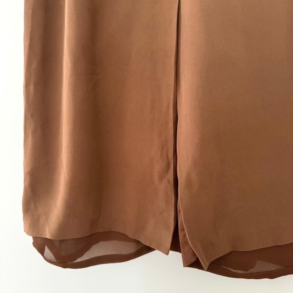 Casual Corner Brown Midi Silk Skirt - Picture 5 of 8